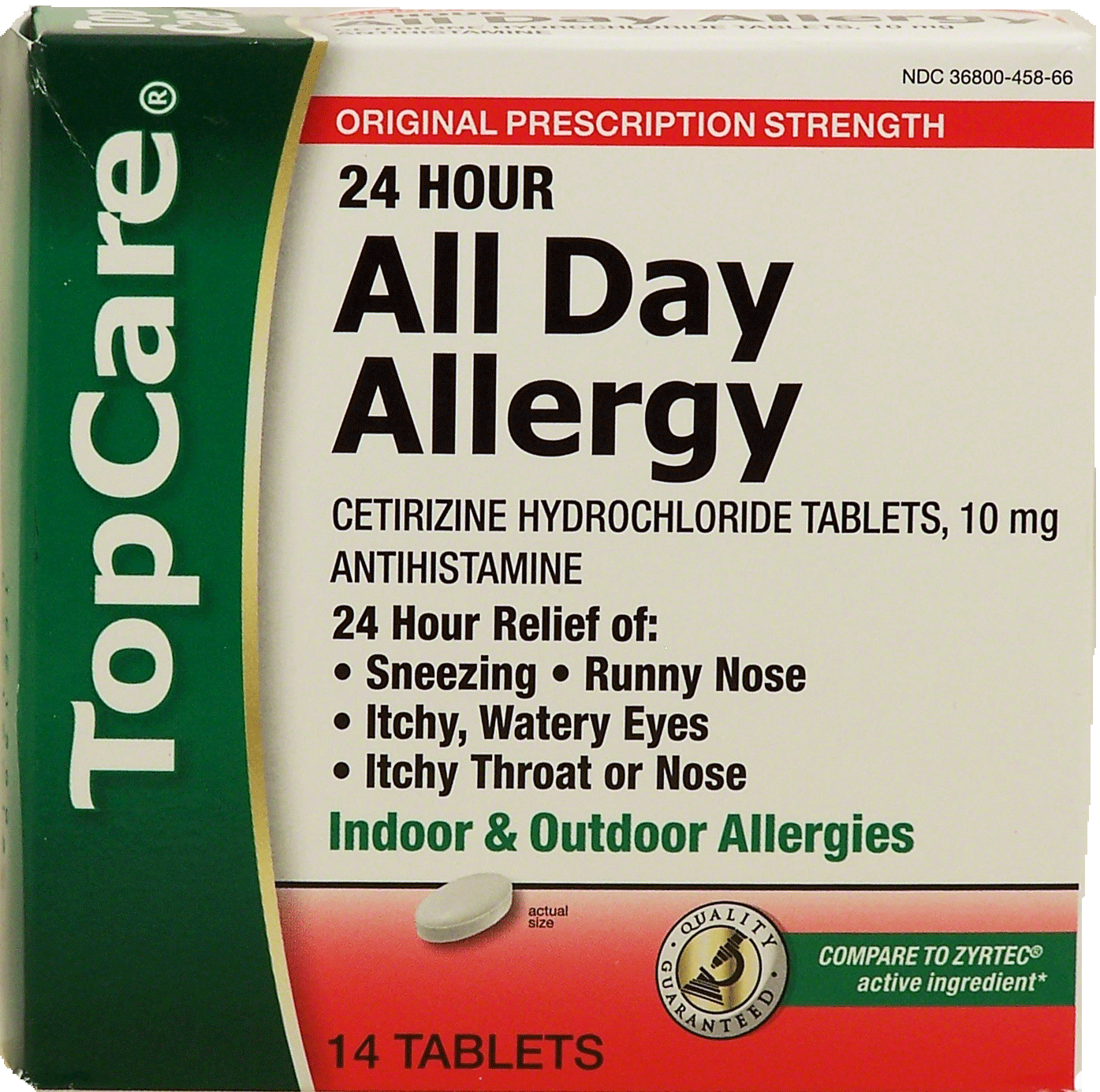 Top Care  all day allergy, cetirizine hydrochloride 10-mg., tablets Full-Size Picture